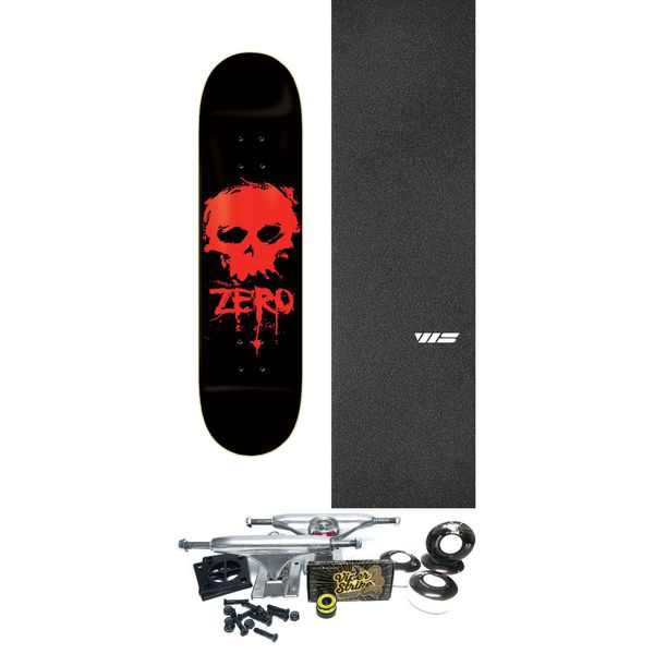 Zero Skateboards Blood Skull Black / Red Skateboard Deck - 8.5" x 32.3" - Complete Skateboard Bundle